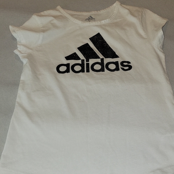 adidas Other - Adidas Kids White Tee with Black Glittery Logo